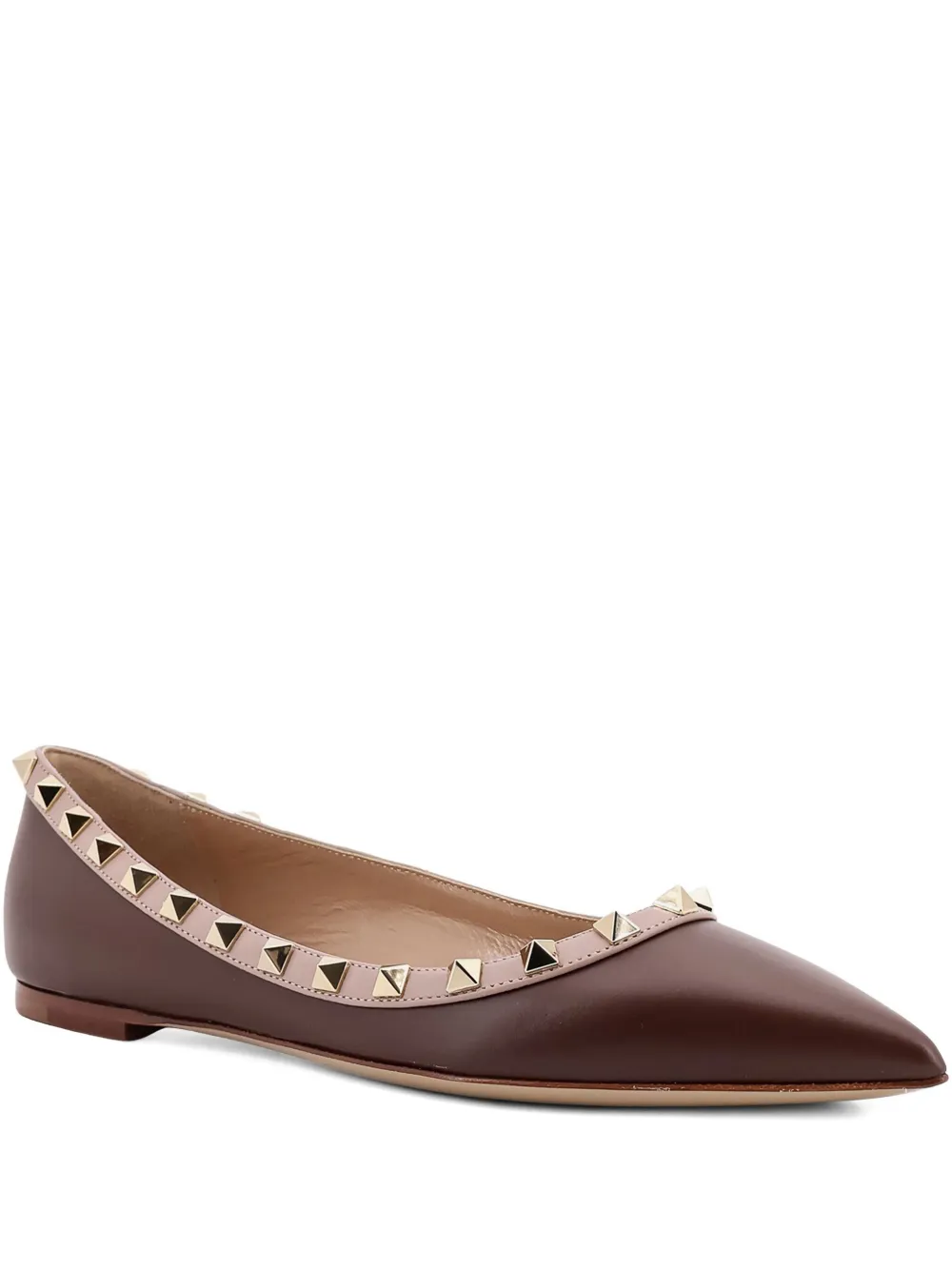 Valentino Garavani rockstud-embellished ballet flats Brown