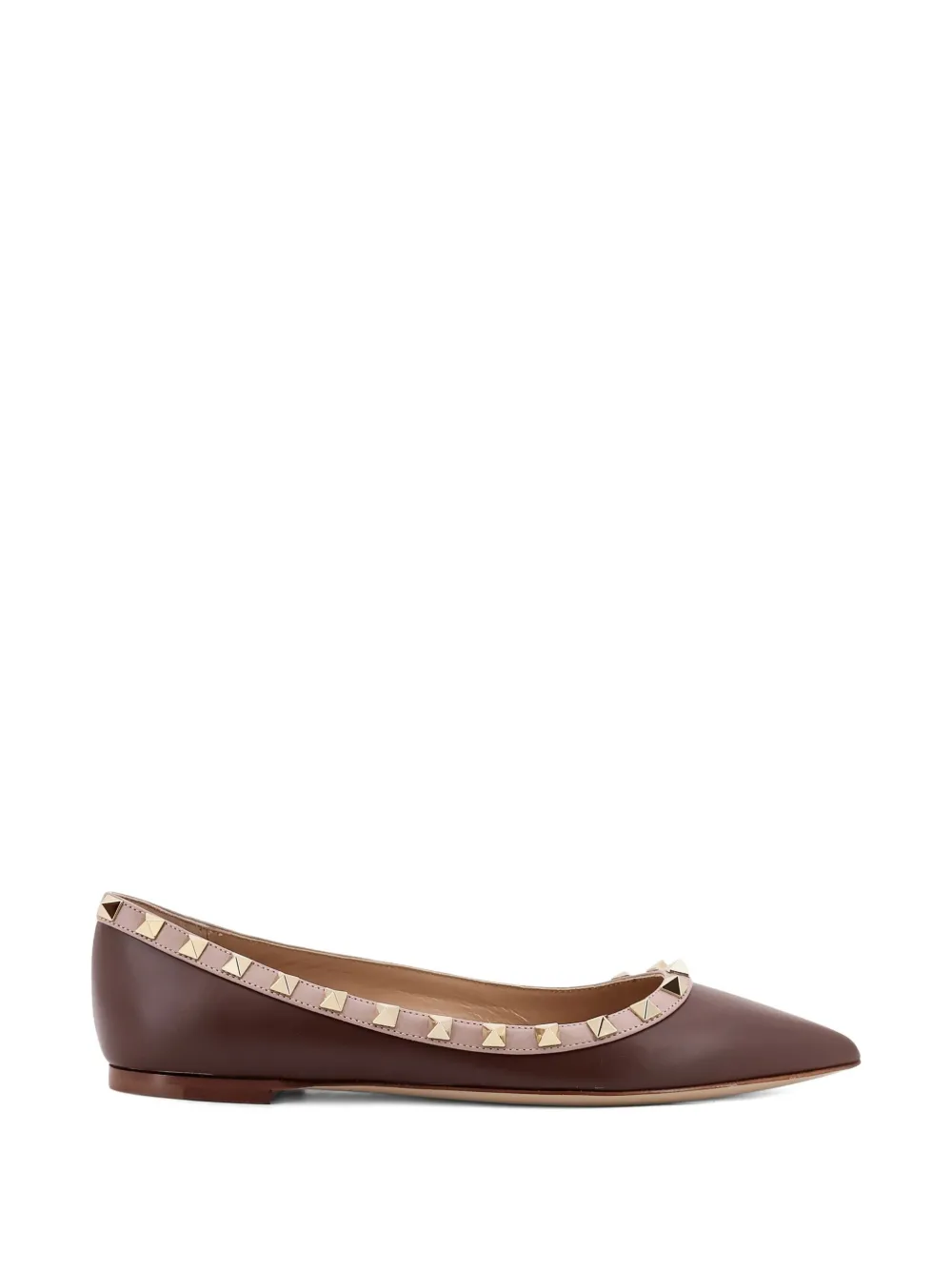 Valentino Garavani rockstud-embellished ballet flats Brown