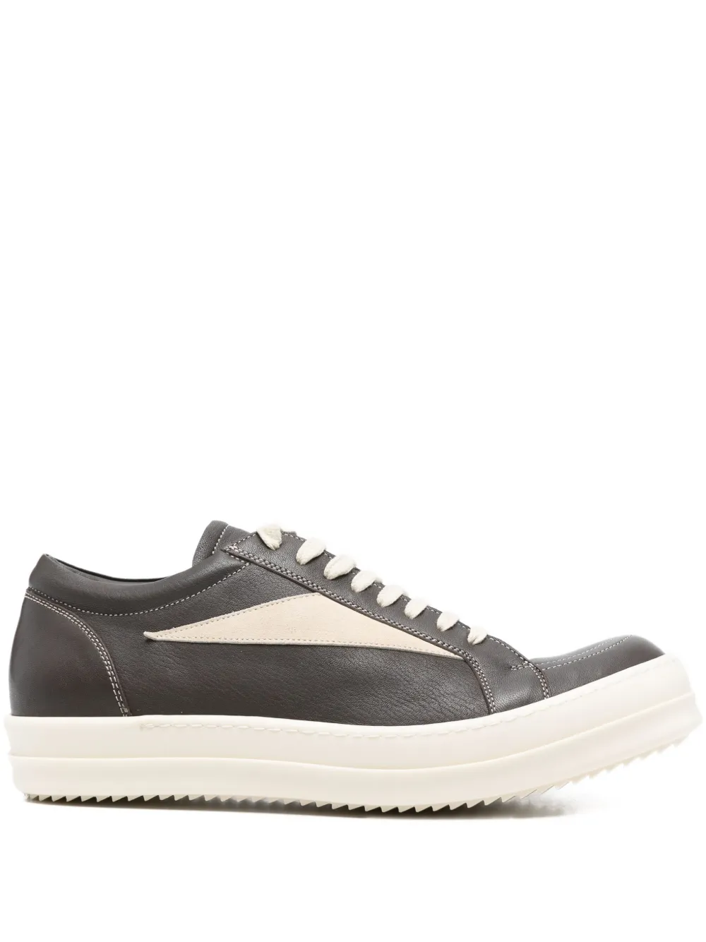 Rick Owens Leather Lace-up Sneakers In Gray
