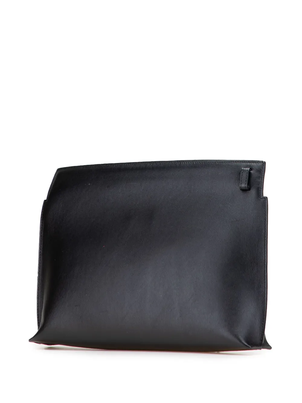 Pre-owned Loewe 2018 Leather Anagram T Clutch Bag In Black