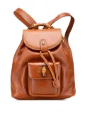 Gucci Pre-Owned 20th Century Leather Bamboo Drawstring backpack - Brown