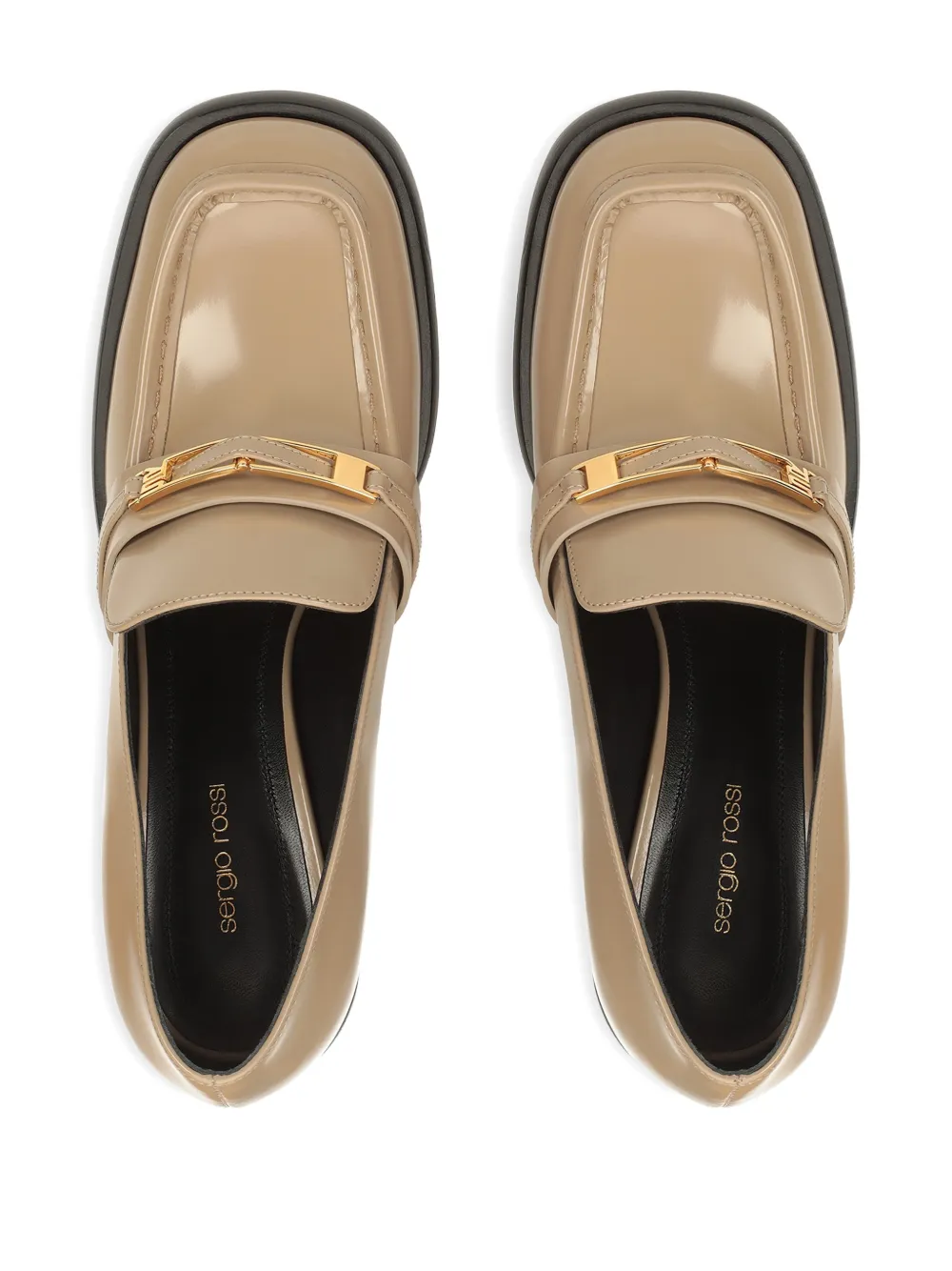 Sergio Rossi 80mm Bitt leather loafer Beige