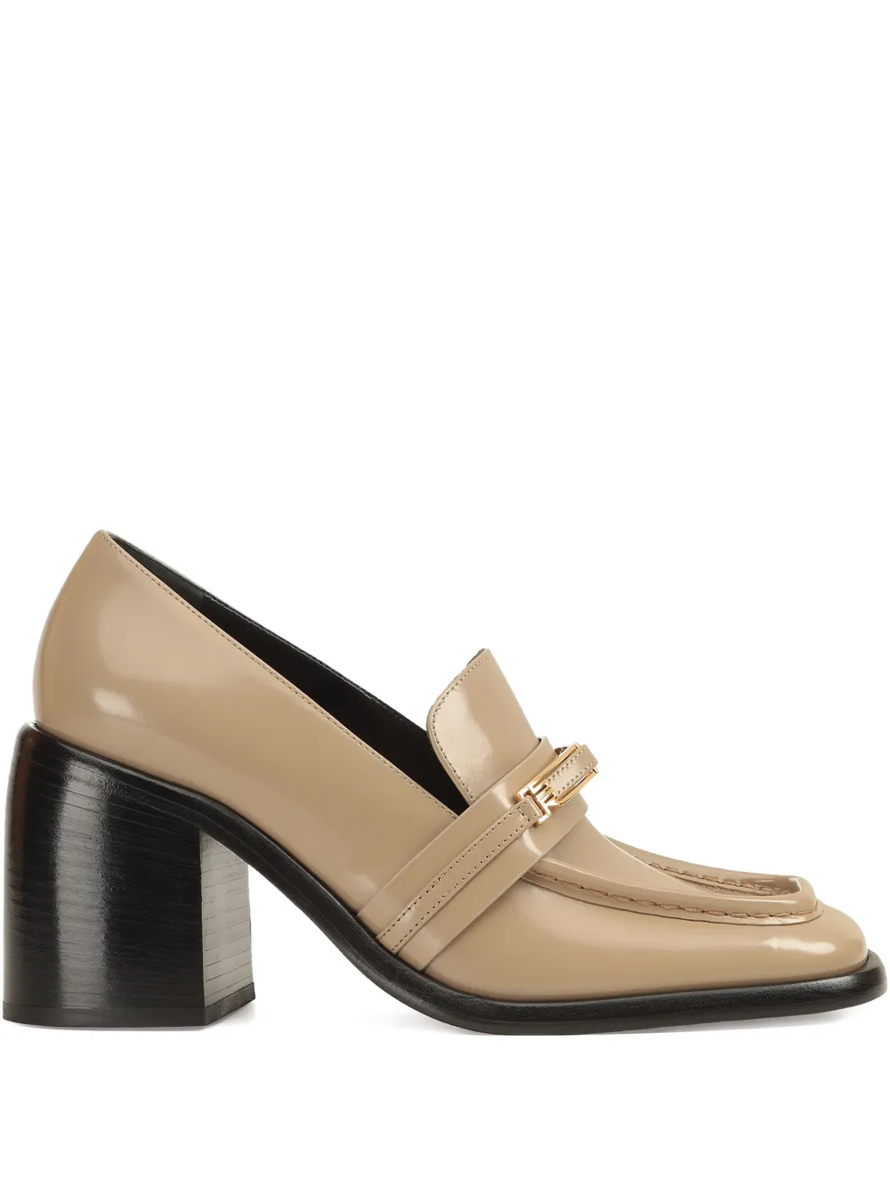 Sergio Rossi 80mm Bitt leather loafer Beige