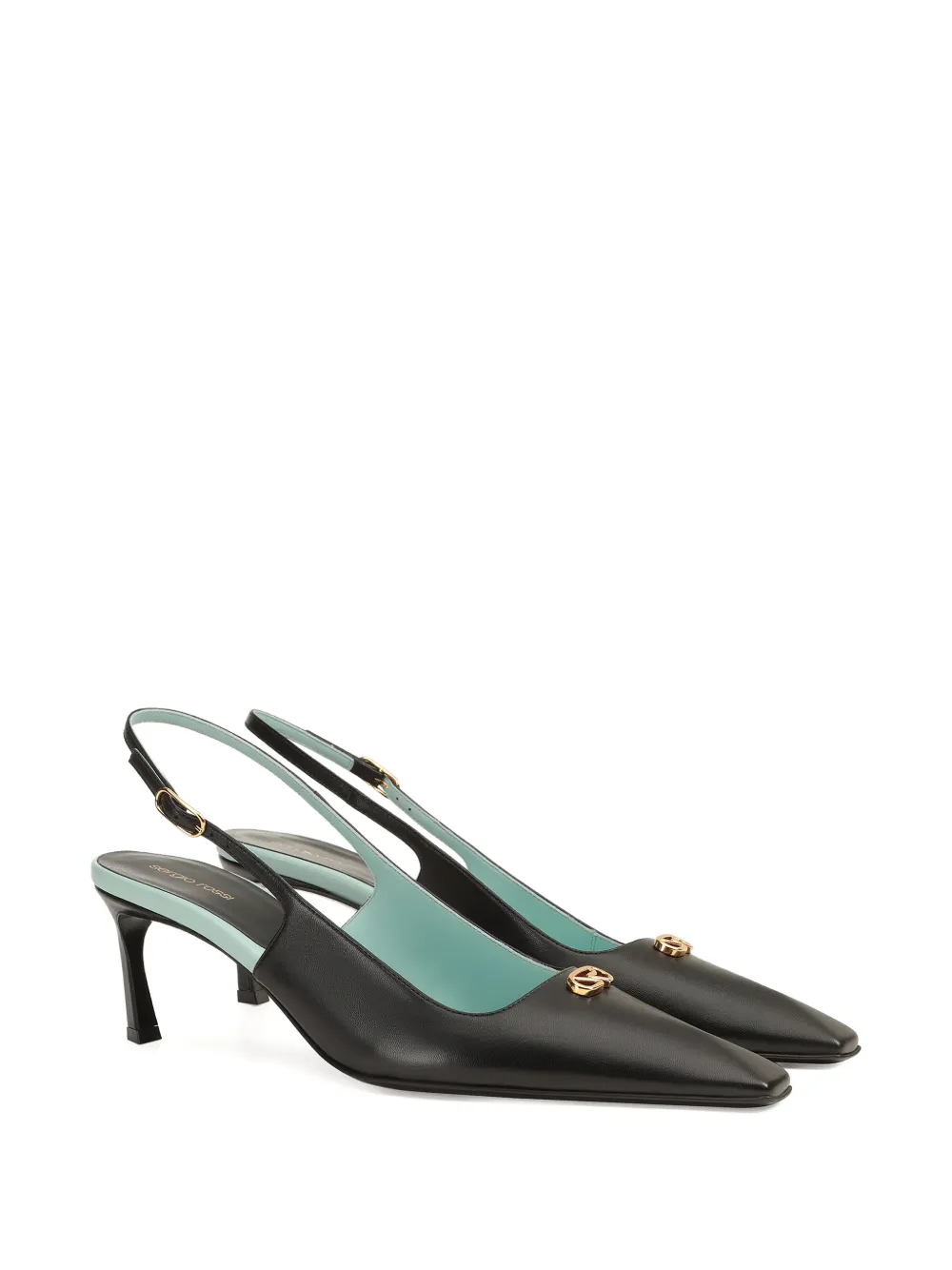 Sergio Rossi Slingback pumps met logoplakkaat Zwart