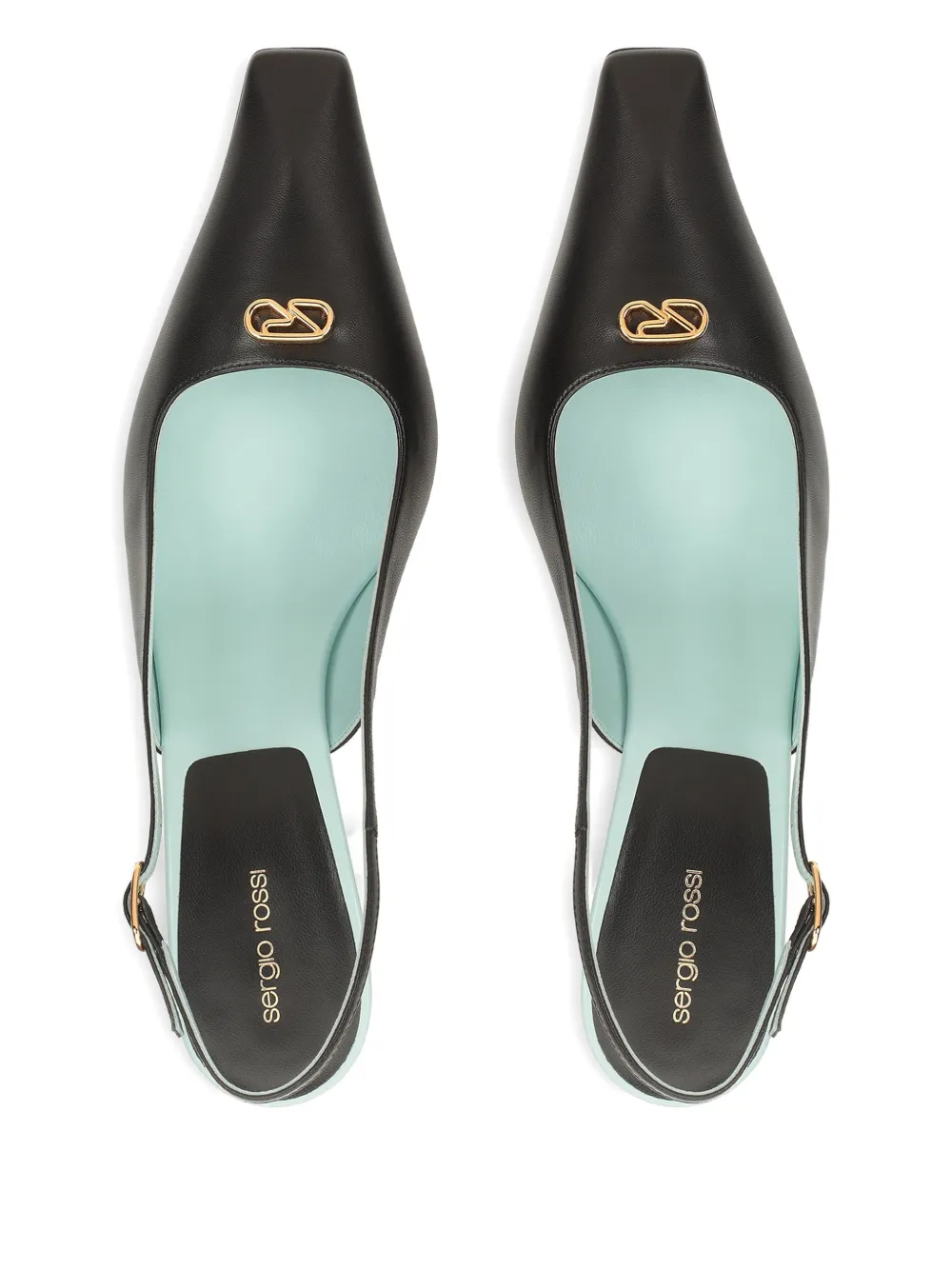 Sergio Rossi Slingback pumps met logoplakkaat Zwart