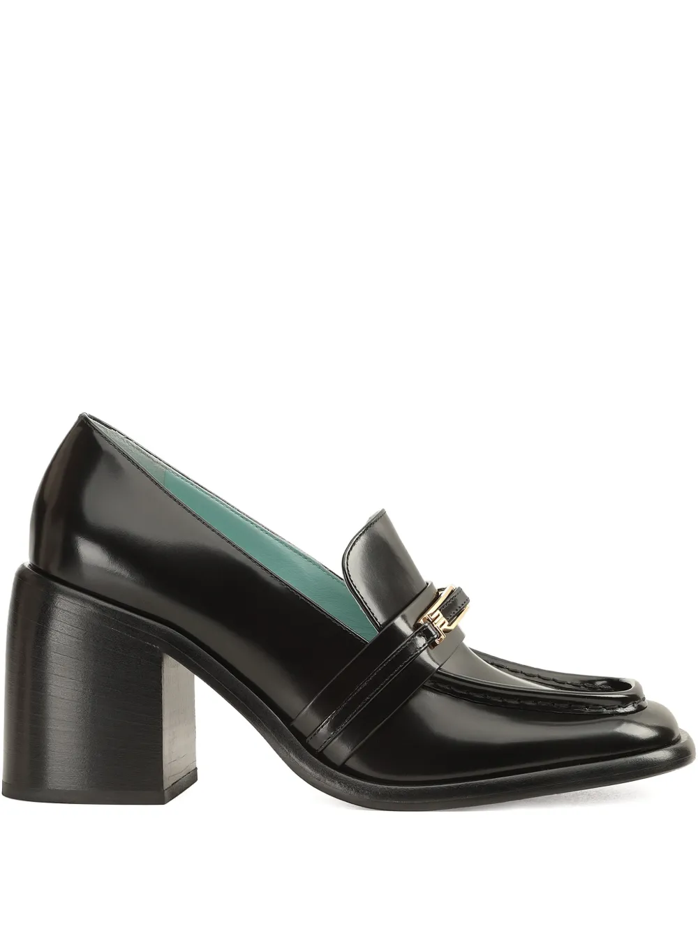 Sergio Rossi 80mm Bitt leather loafer Zwart