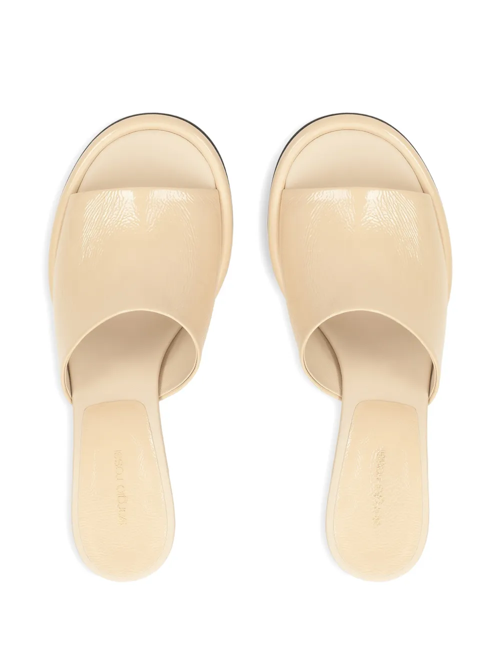 Sergio Rossi Glossy Open Toe Leather Mules With Sculpted Heel In Pink