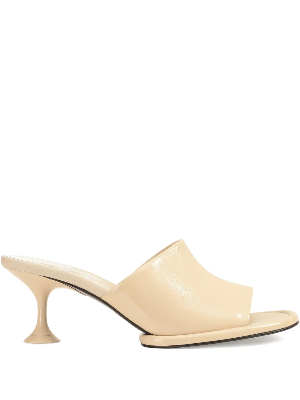 Sergio Rossi Glossy Open Toe Leather Mules With Sculpted Heel In Pink