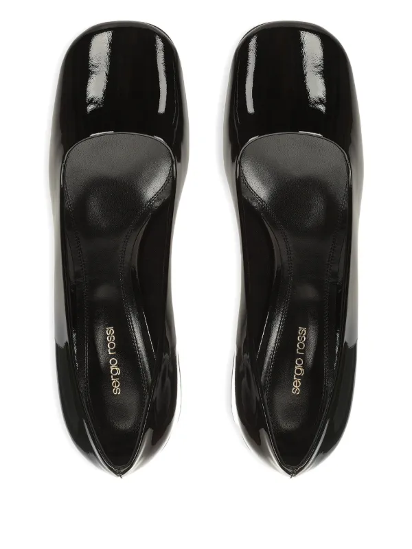 Sergio Rossi Convex ブロックヒール パンプス | ブラック | FARFETCH JP