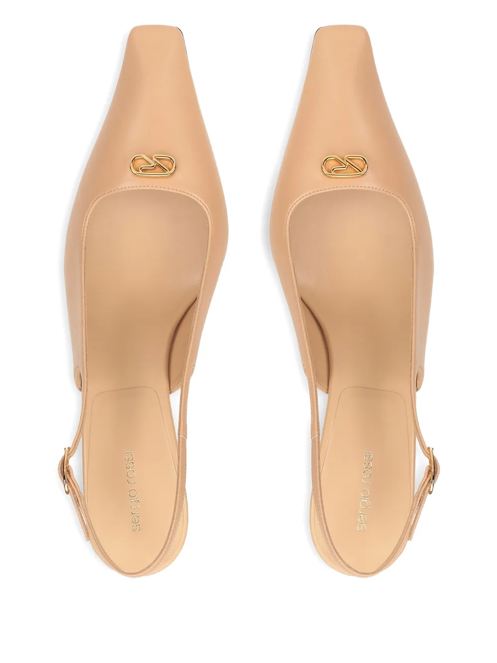 Sergio Rossi Slingback pumps met vierkante neus Beige