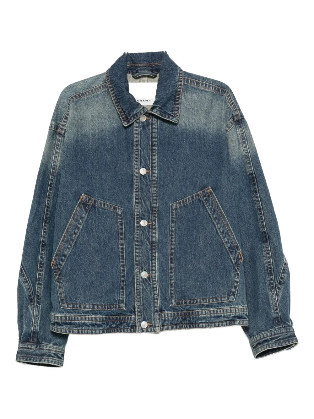 ISABEL MARANT faded-effect denim jacket Blauw