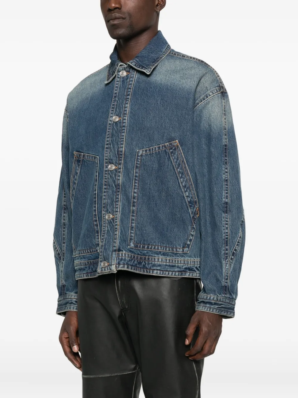 ISABEL MARANT faded-effect denim jacket Blauw