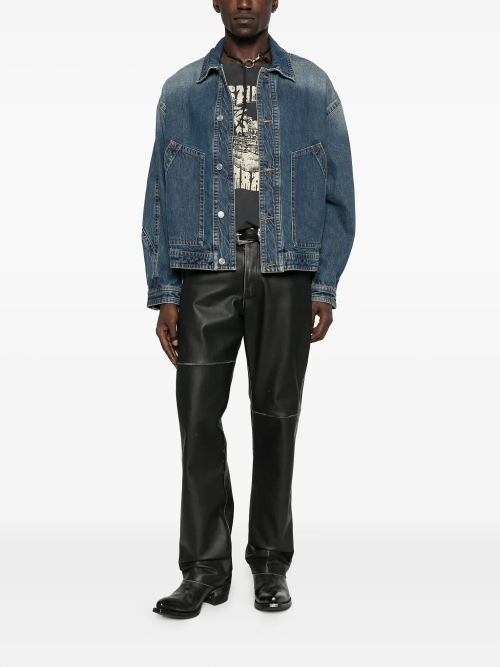 ISABEL MARANT faded-effect denim jacket Blauw