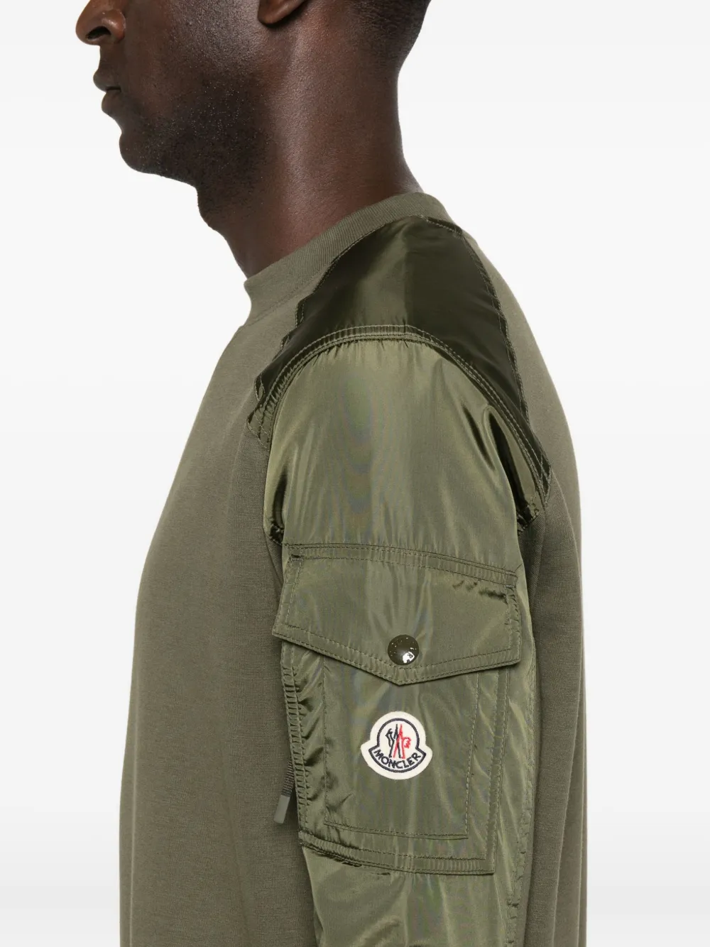 Moncler Panelled Cotton Sweatshirt In Green