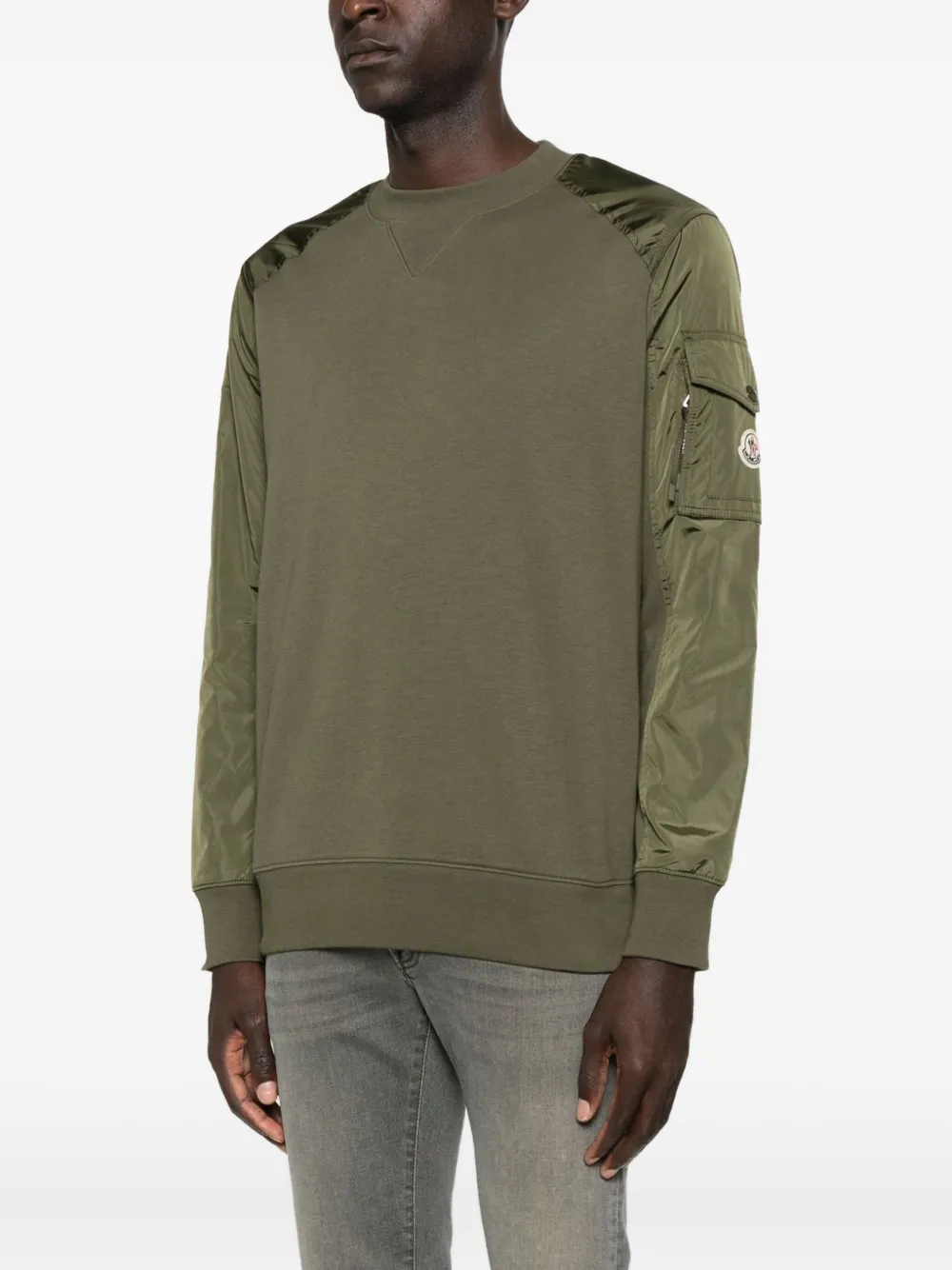 Moncler Panelled Cotton Sweatshirt In Green