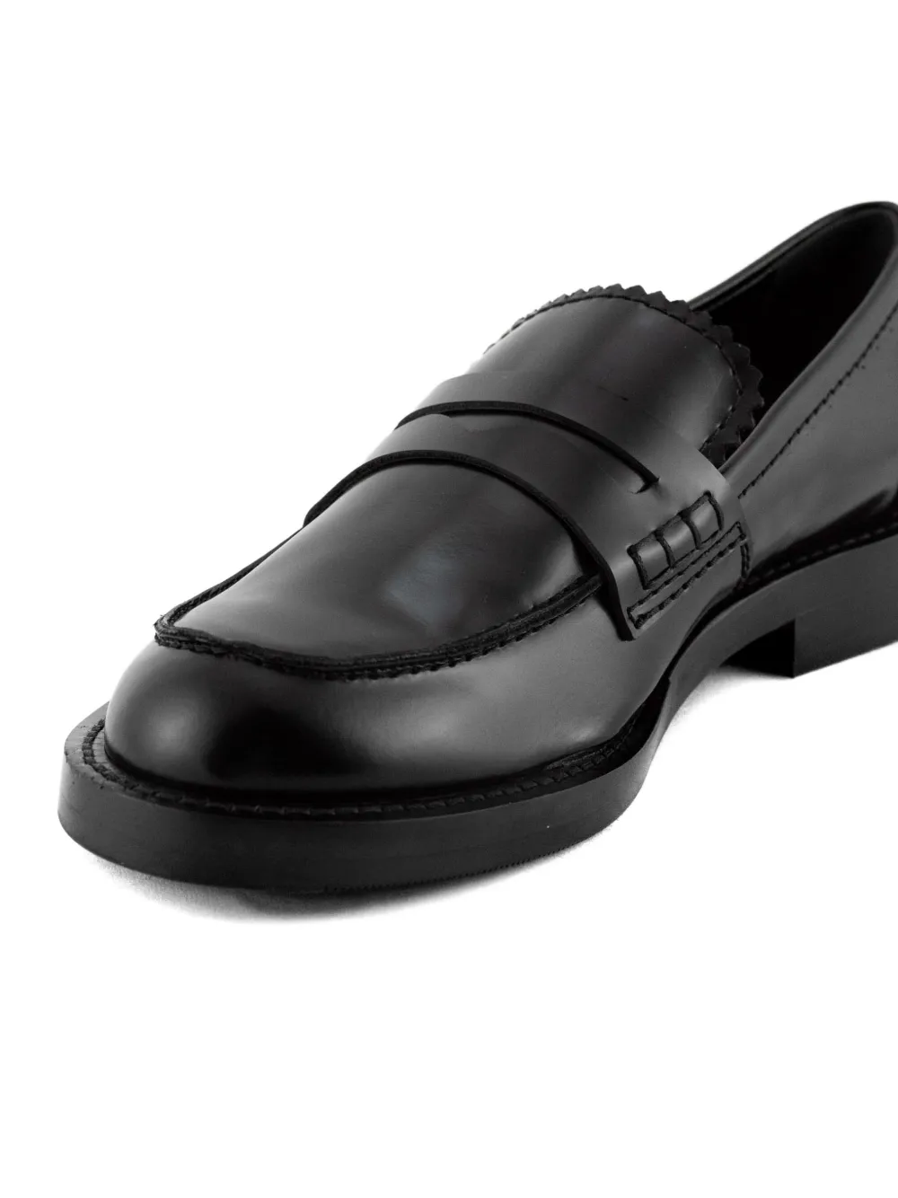Guglielmo Rotta Penny-stitched Leather Loafers In Black