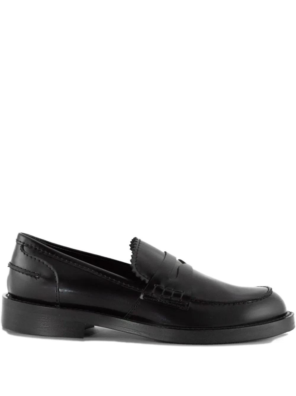 Guglielmo Rotta Penny-stitched Leather Loafers In Black