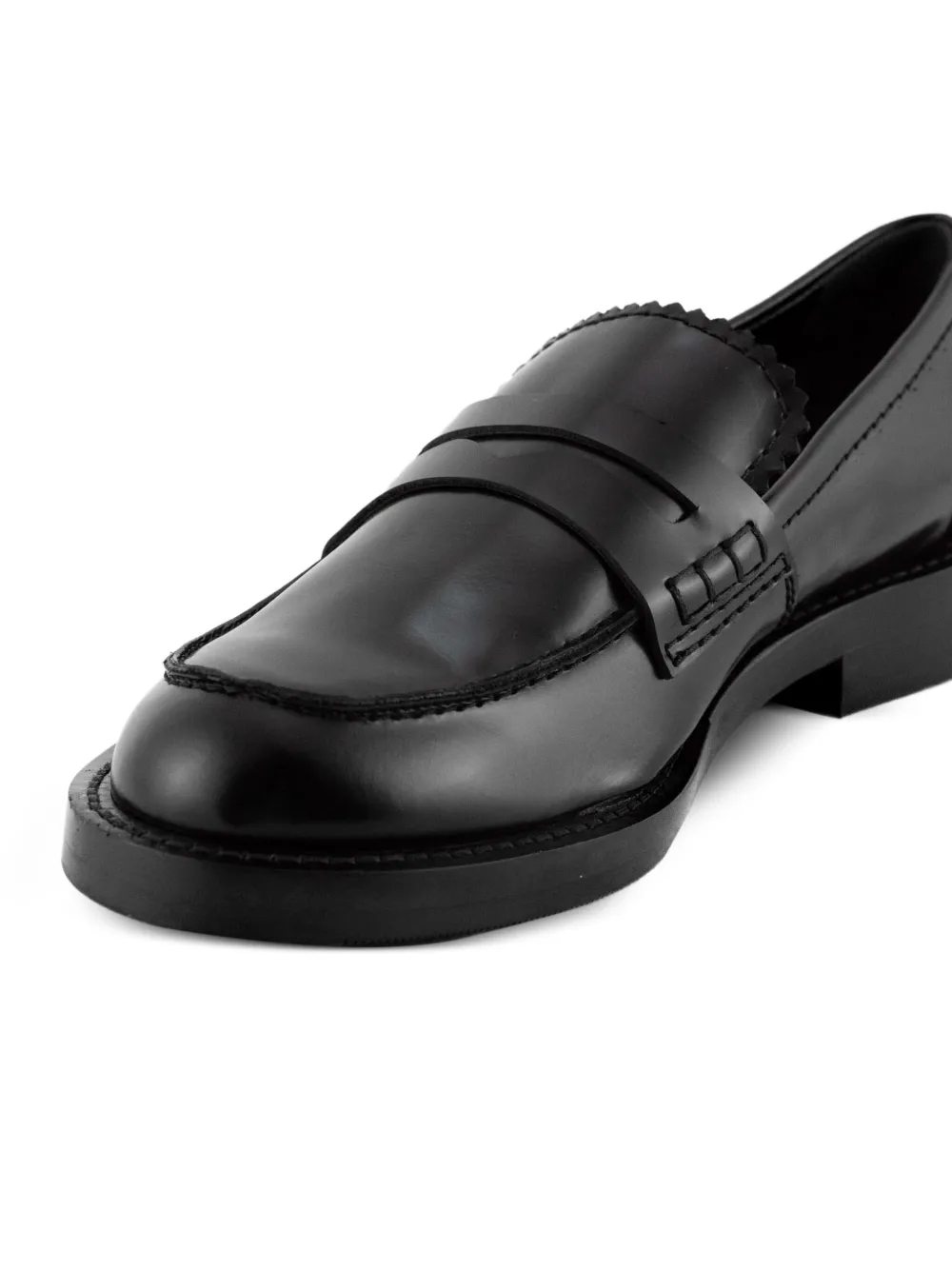 GUGLIELMO ROTTA Leren loafers met penny stiksel Zwart
