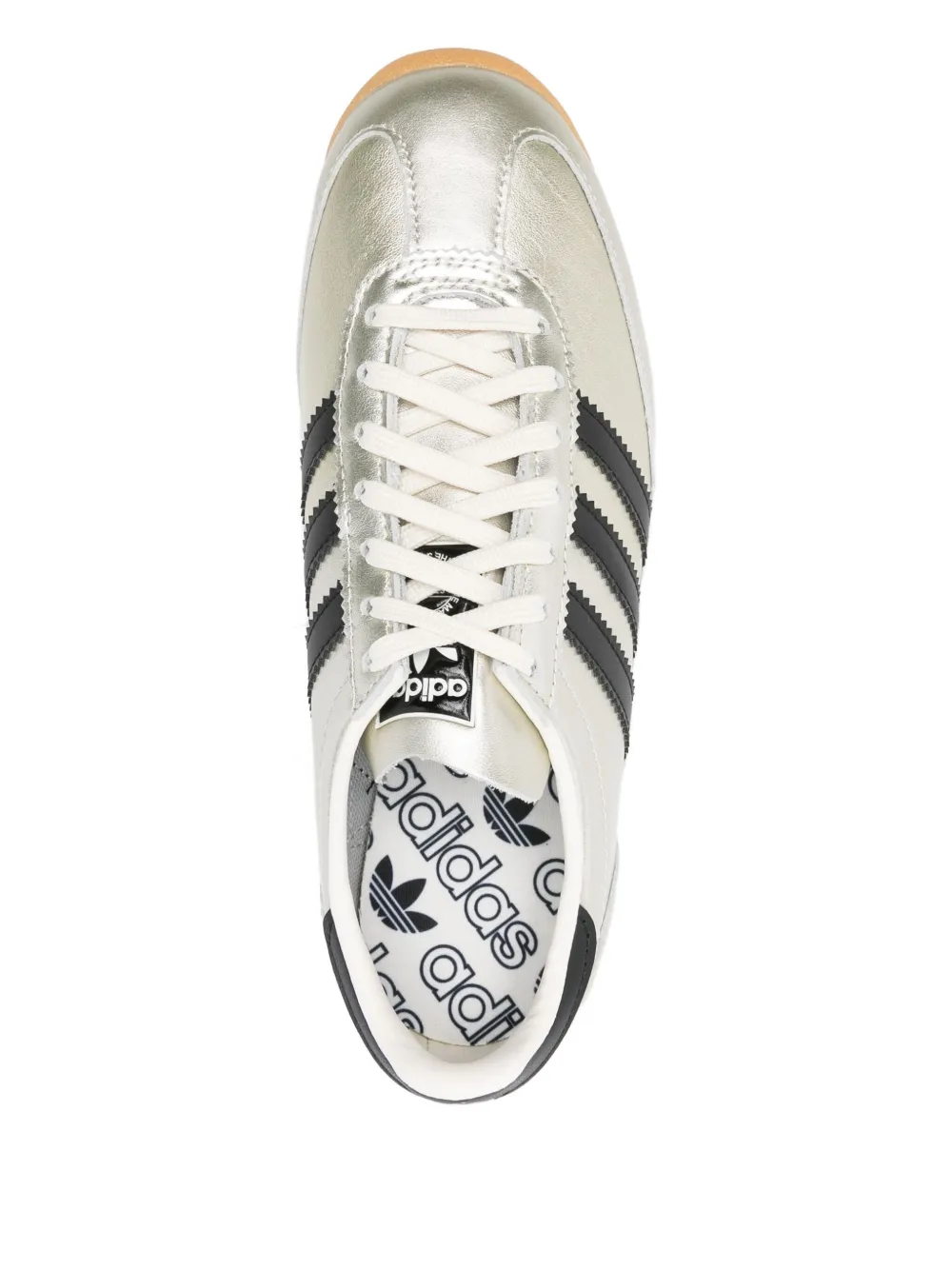 adidas SL 72 OG three-stripe metallic-leather sneakers Silver