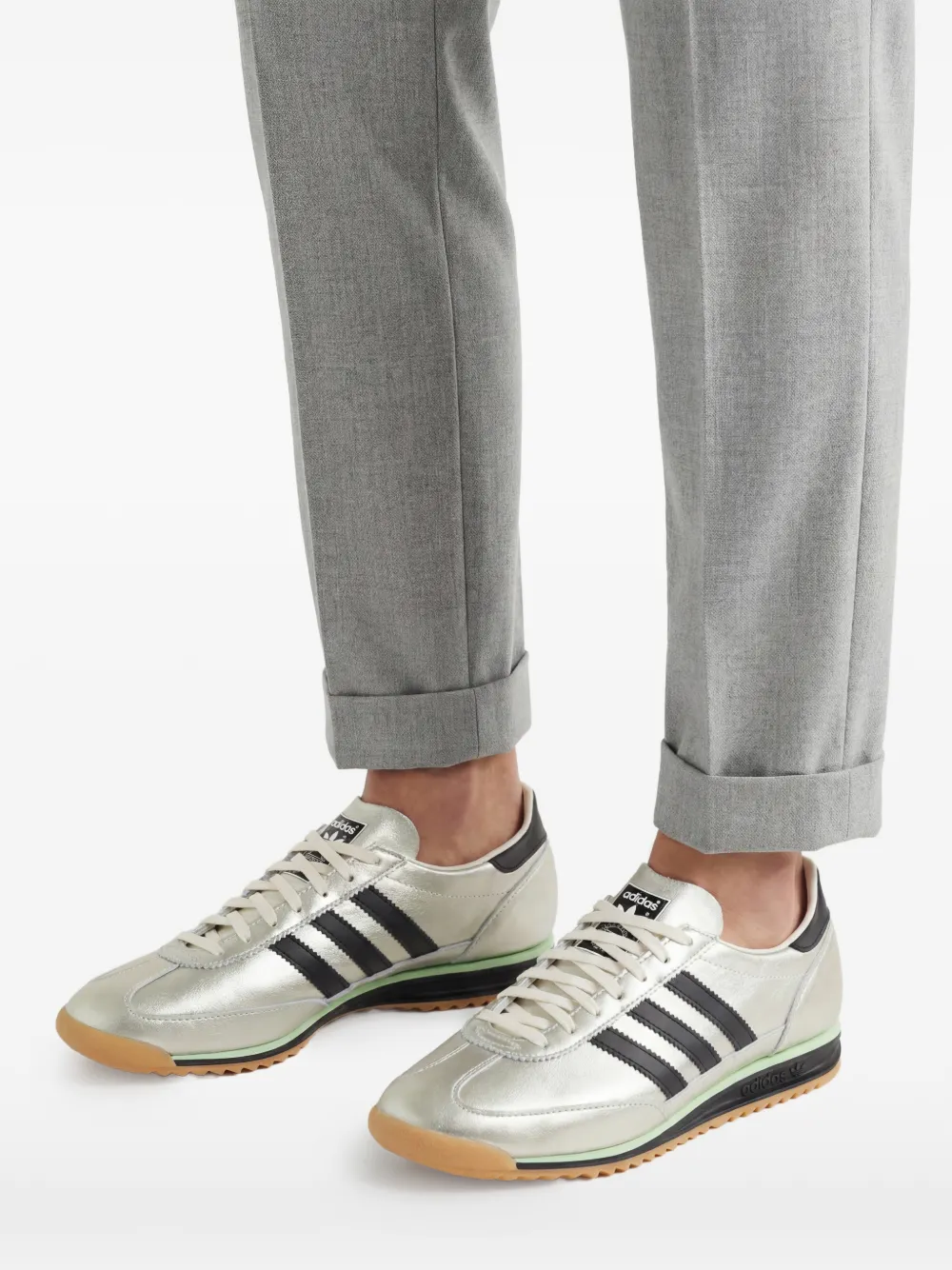 adidas SL 72 OG metallic leren sneakers met drie strepen Zilver