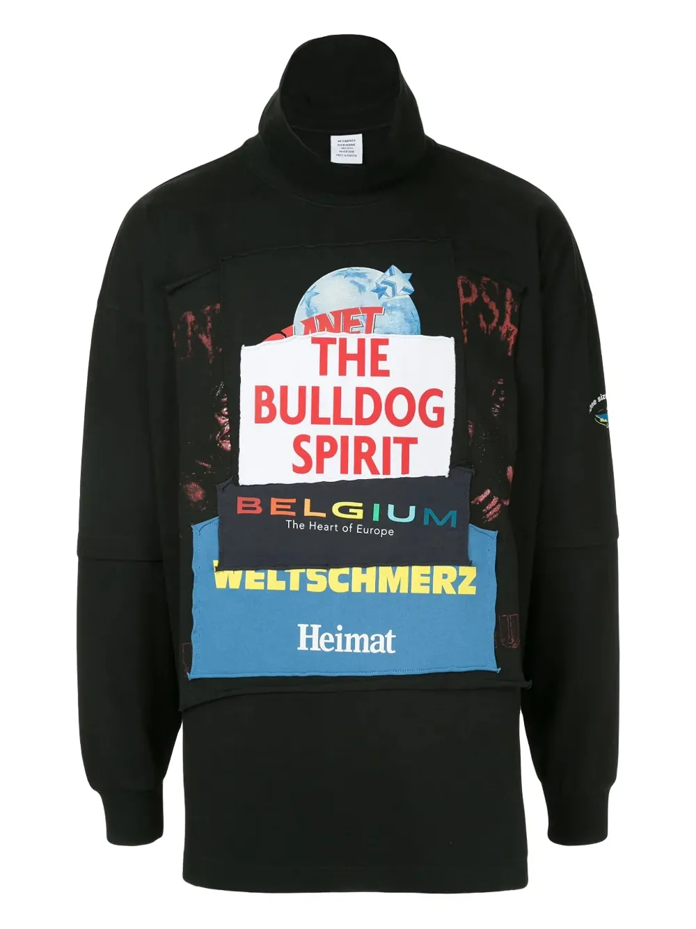 VETEMENTS patchwork panelled cotton sweatshirt | Black | Image 1