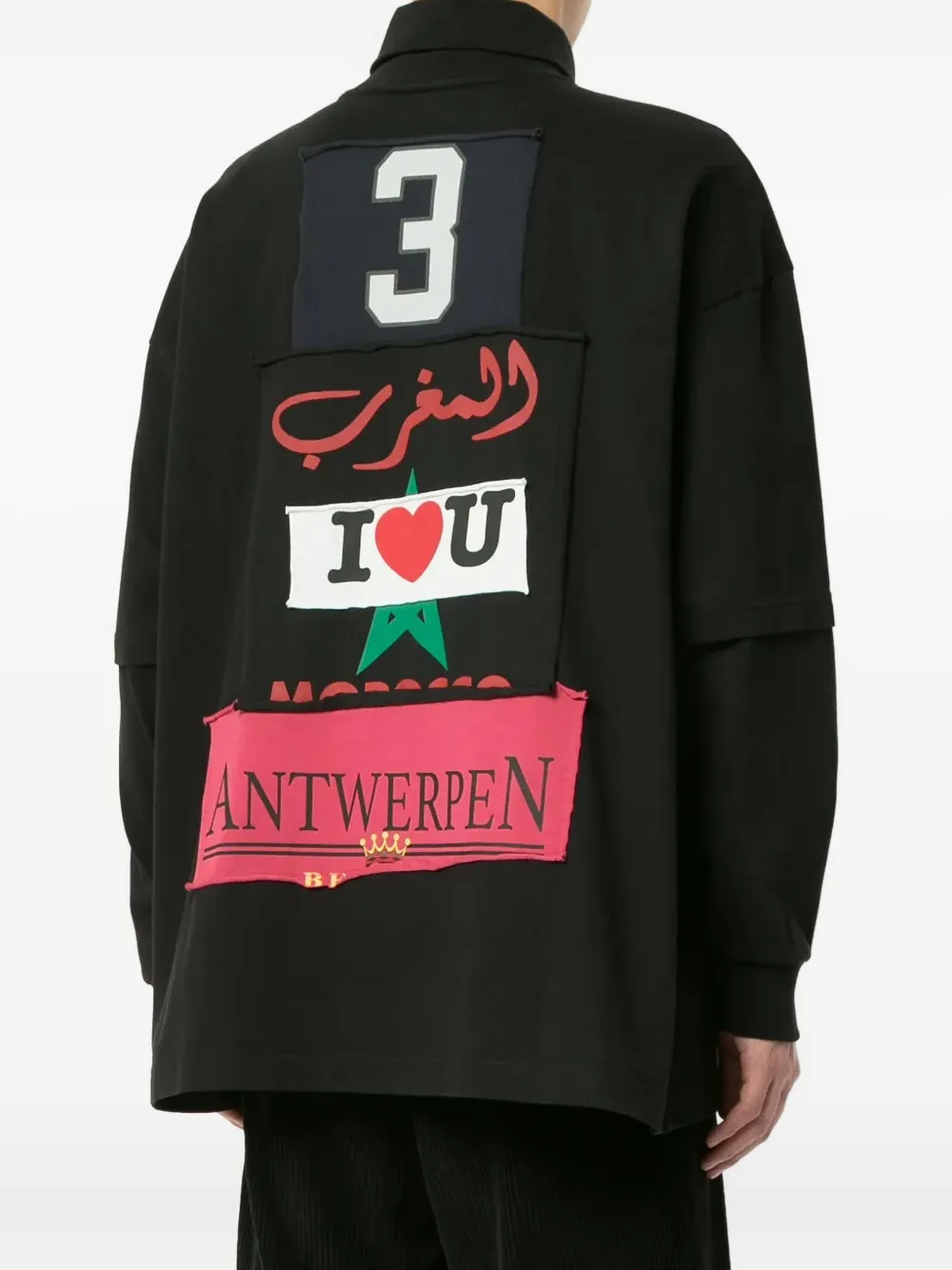 VETEMENTS Katoenen sweater met vlakken en patchwork Zwart