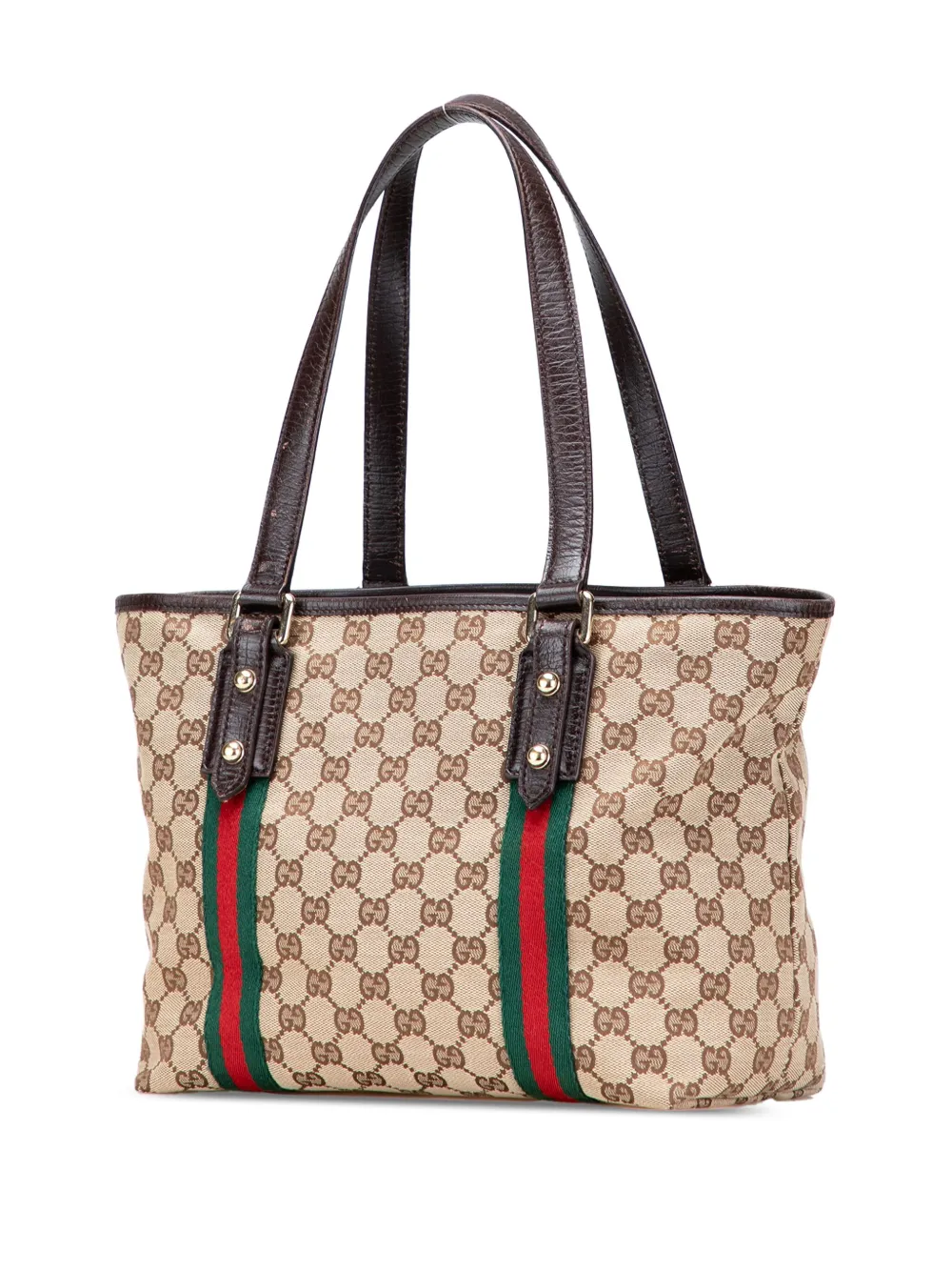 Pre-owned Gucci 2000-2015 Gg Canvas Jolicoeur Tote Bag In Brown