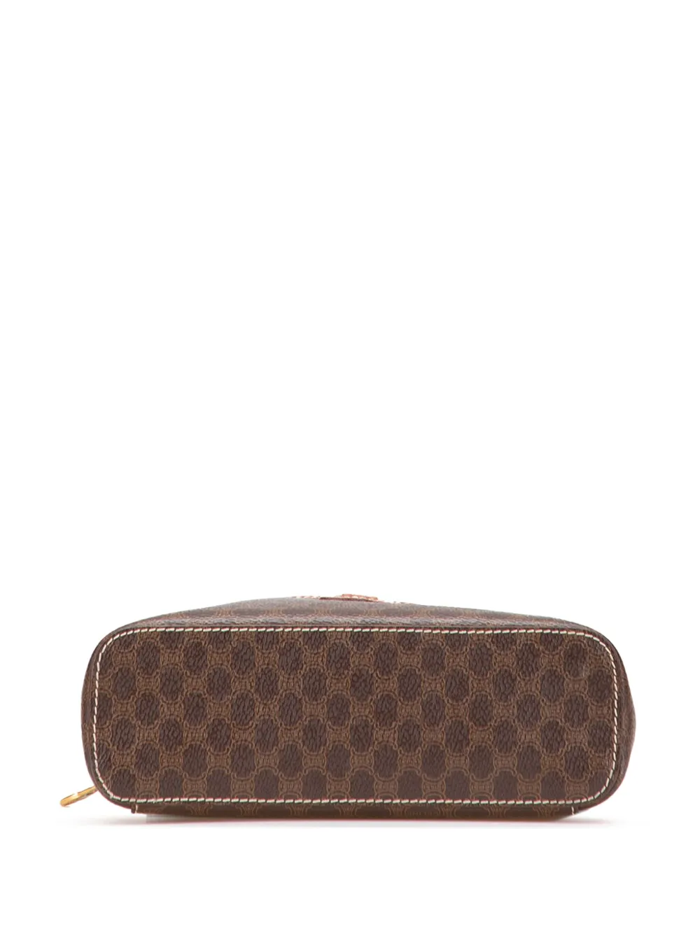 Pre-owned Celine 1995 Macadam Coated Canvas Vanity Bag Satchel In Brown