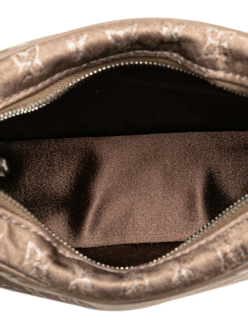 Pre-owned Louis Vuitton 2001 Monogram Satin Mini Boulogne Shoulder Bag In Brown