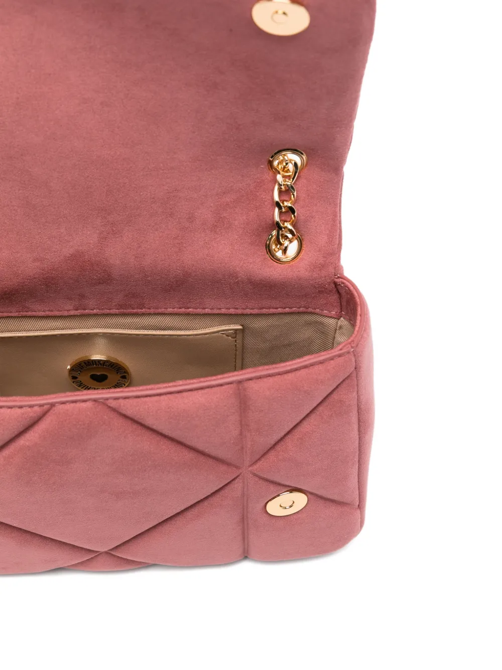 Love Moschino Quilted Pink Shoulder Bag With Chain Strap In Pink