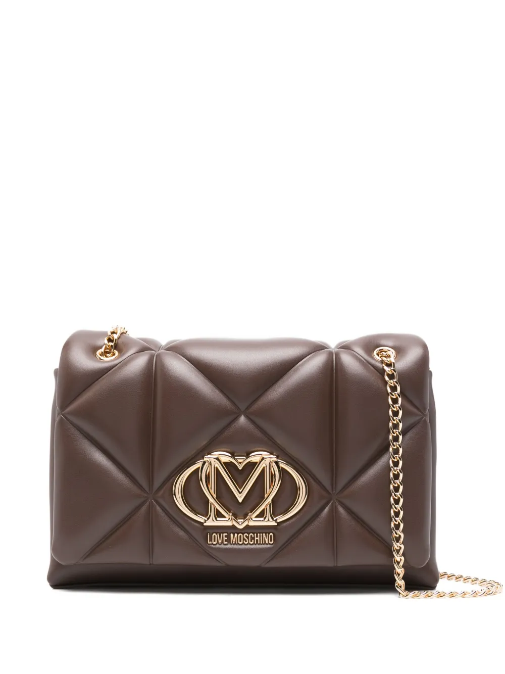 Love Moschino quilted logo-plaque shoulder bag Bruin
