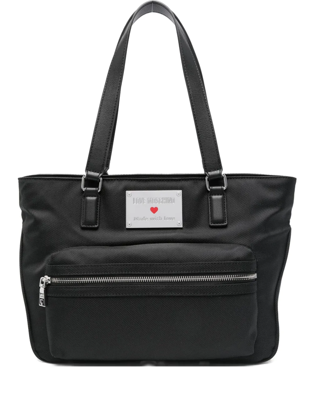Love Moschino logo-plaque tote bag Zwart
