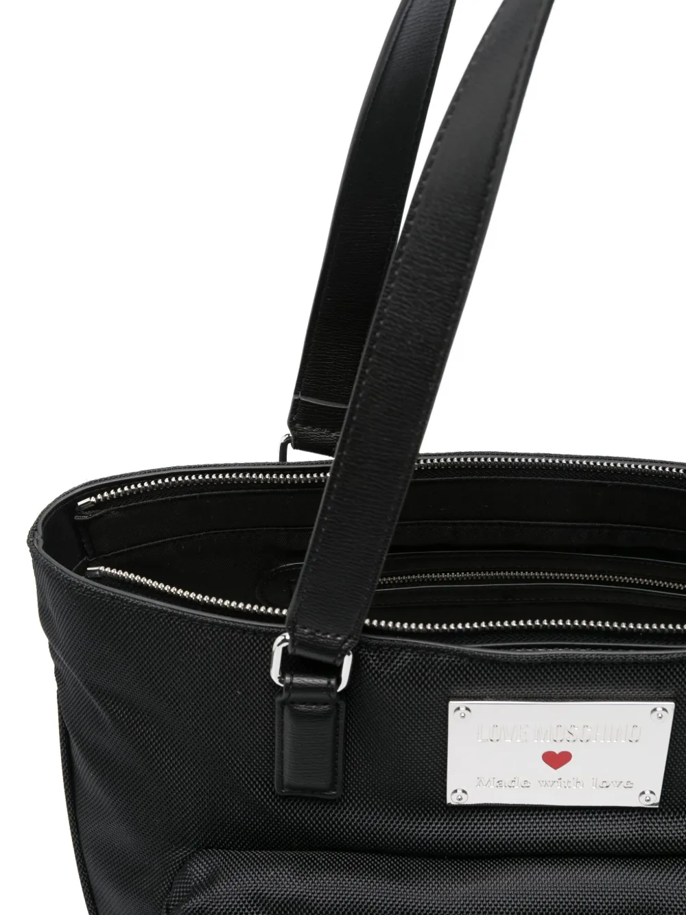 Love Moschino logo-plaque tote bag Zwart
