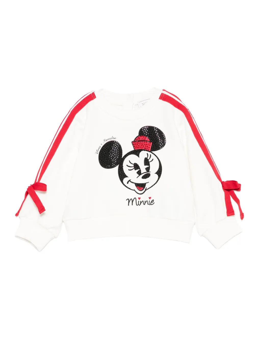 Monnalisa crystal-embellished ribbon sweatshirt Beige