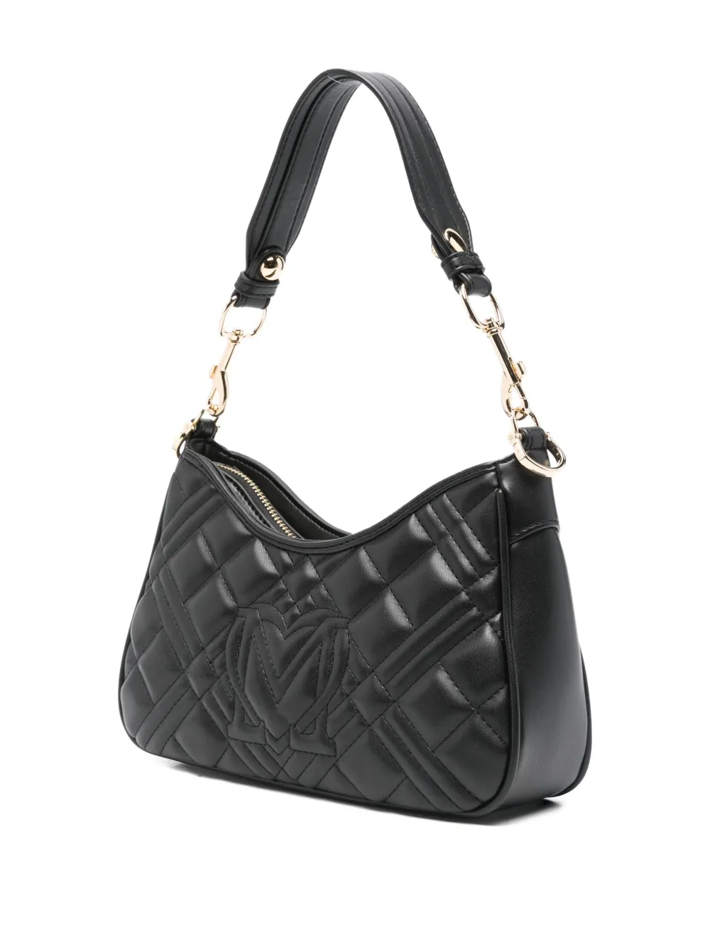 Love Moschino Quilted Logo-plaque Shoulder Bag In Black