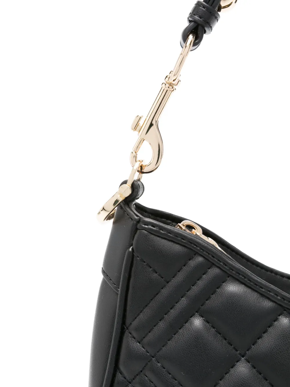 Love Moschino Quilted Logo-plaque Shoulder Bag In Black
