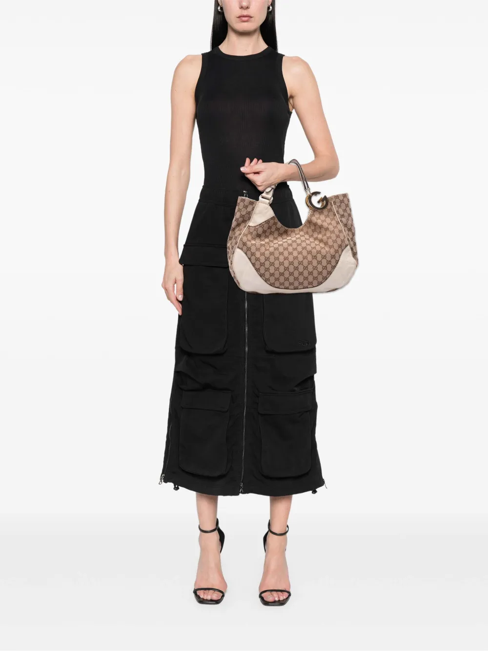Pre-owned Gucci 2016-2025 Gg Canvas Charlotte Tote Bag In Brown
