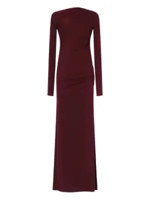 farfetch long dresses AREA Satin long-sleeved Maxi Dress | Purple
