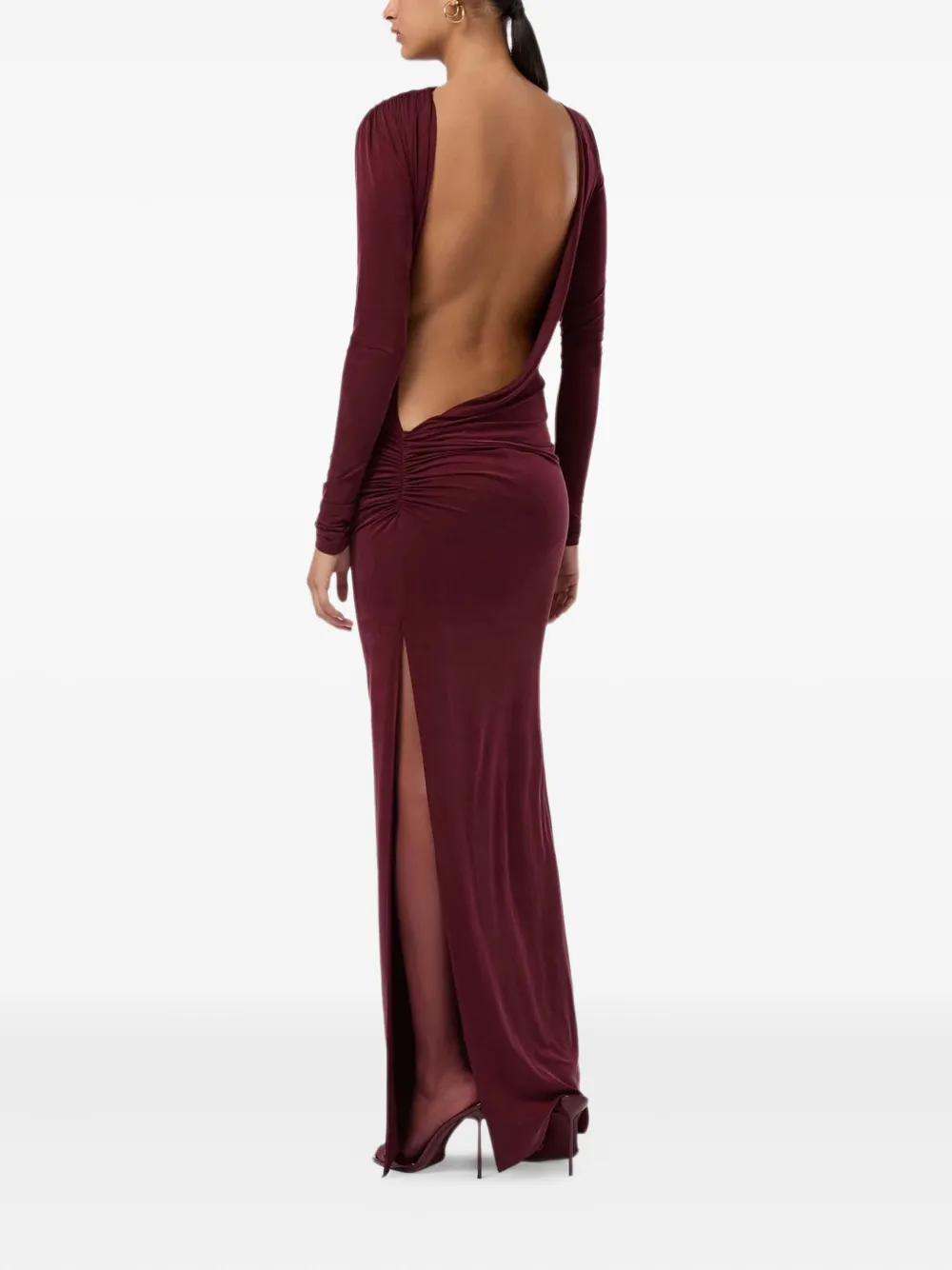 The Andamane Open-back Maxi Dress In Burgundy