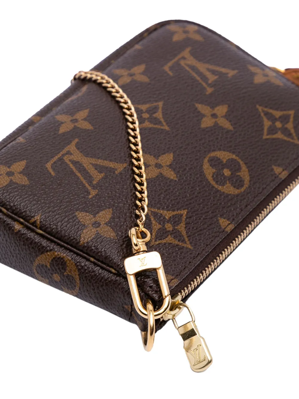 Pre-owned Louis Vuitton 2017 Monogram Mini Pochette Accessoires Handbag In Brown