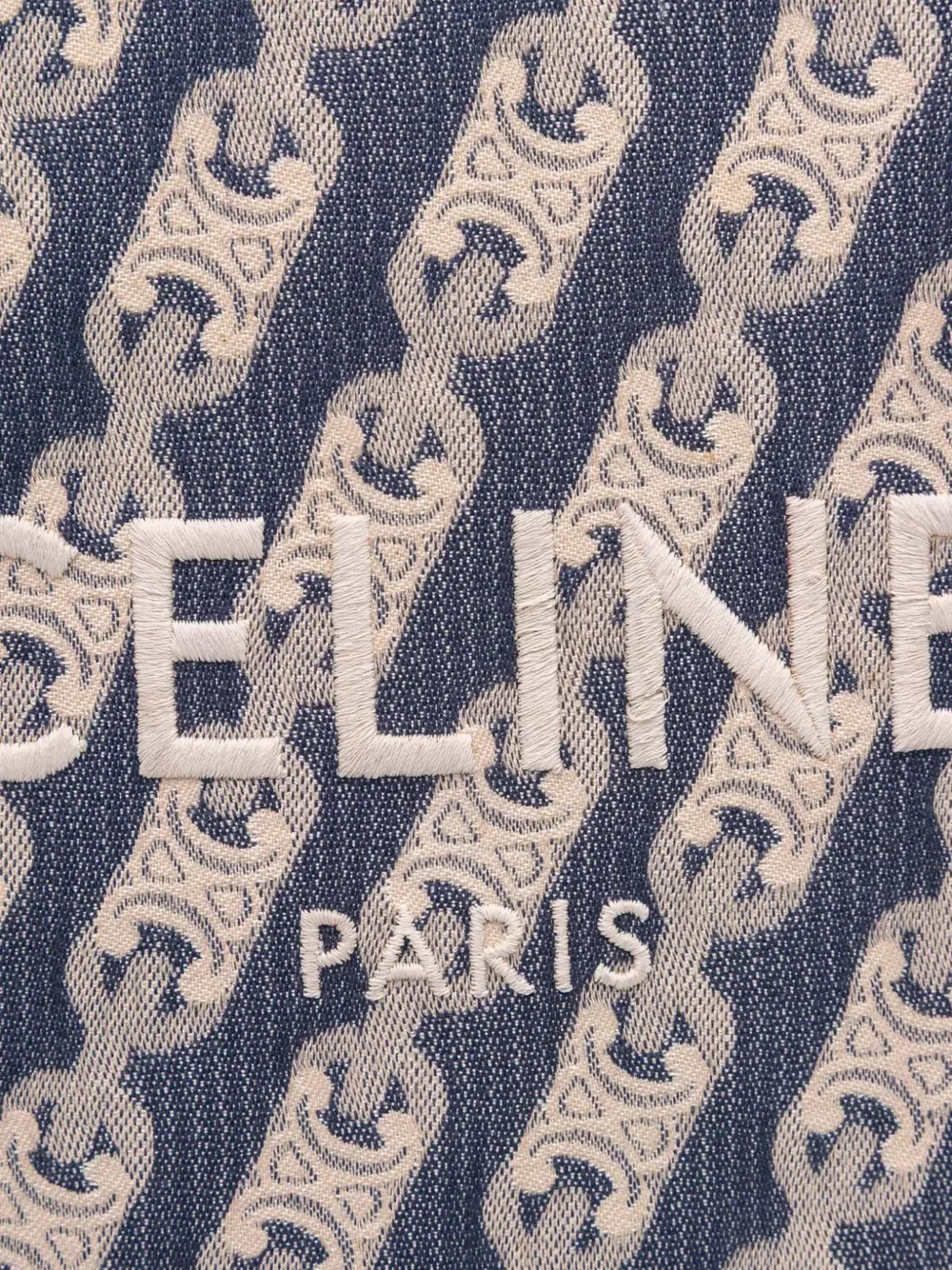 Pre-owned Celine 2021-2025 Small Triomphe Canvas Maillon Vertical Cabas Satchel In Blue