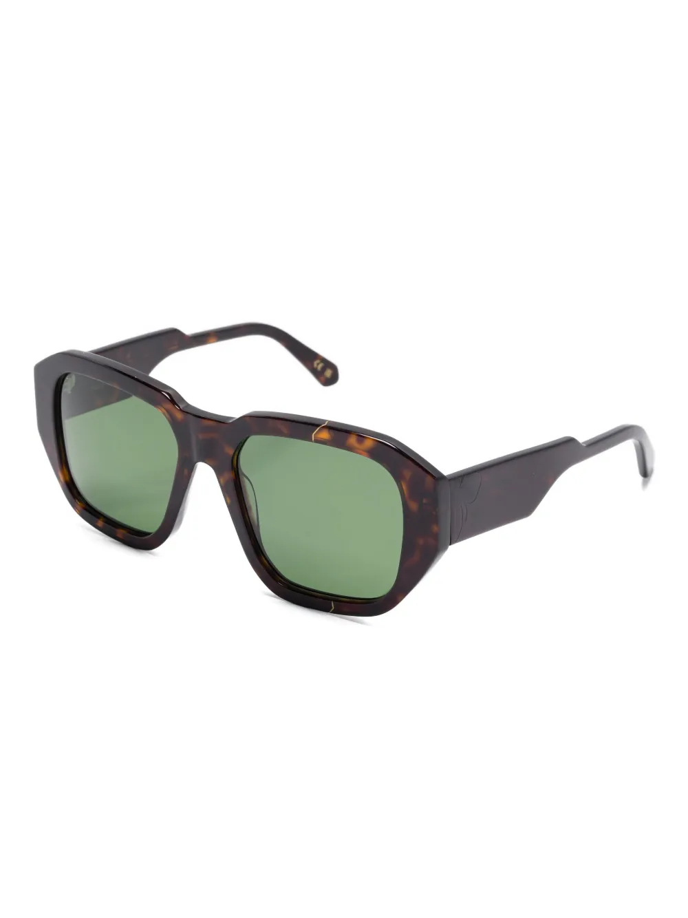 FACE HIDE Zonnebril met schildpadschild-design en geometrisch montuur - Bruin