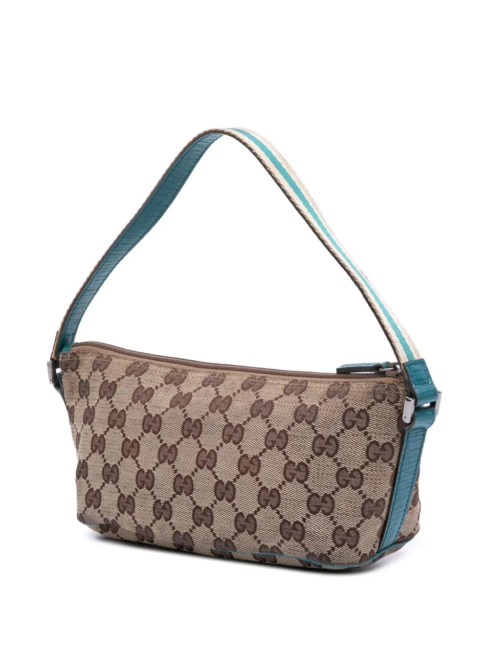 Pre-owned Gucci 2000-2015 Gg Canvas Web Boat Shoulder Bag In Brown