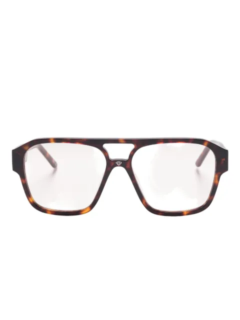 FACE HIDE tortoiseshell-pattern rectangle-frame glasses