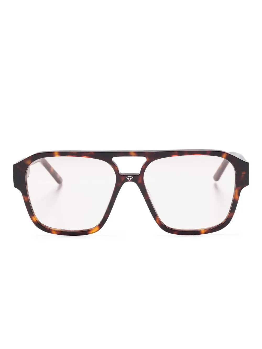 FACE HIDE tortoiseshell-pattern rectangle-frame glasses | Brown | Image 1