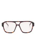 FACE HIDE tortoiseshell-pattern rectangle-frame glasses - Brown