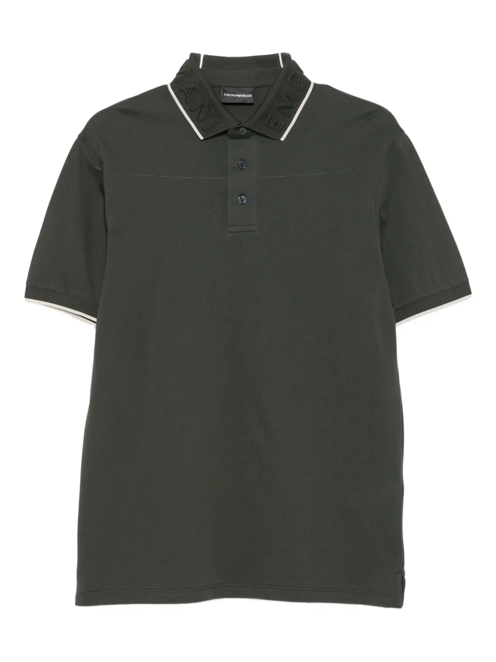 Emporio Armani Embossed-collar Polo Shirt In Green