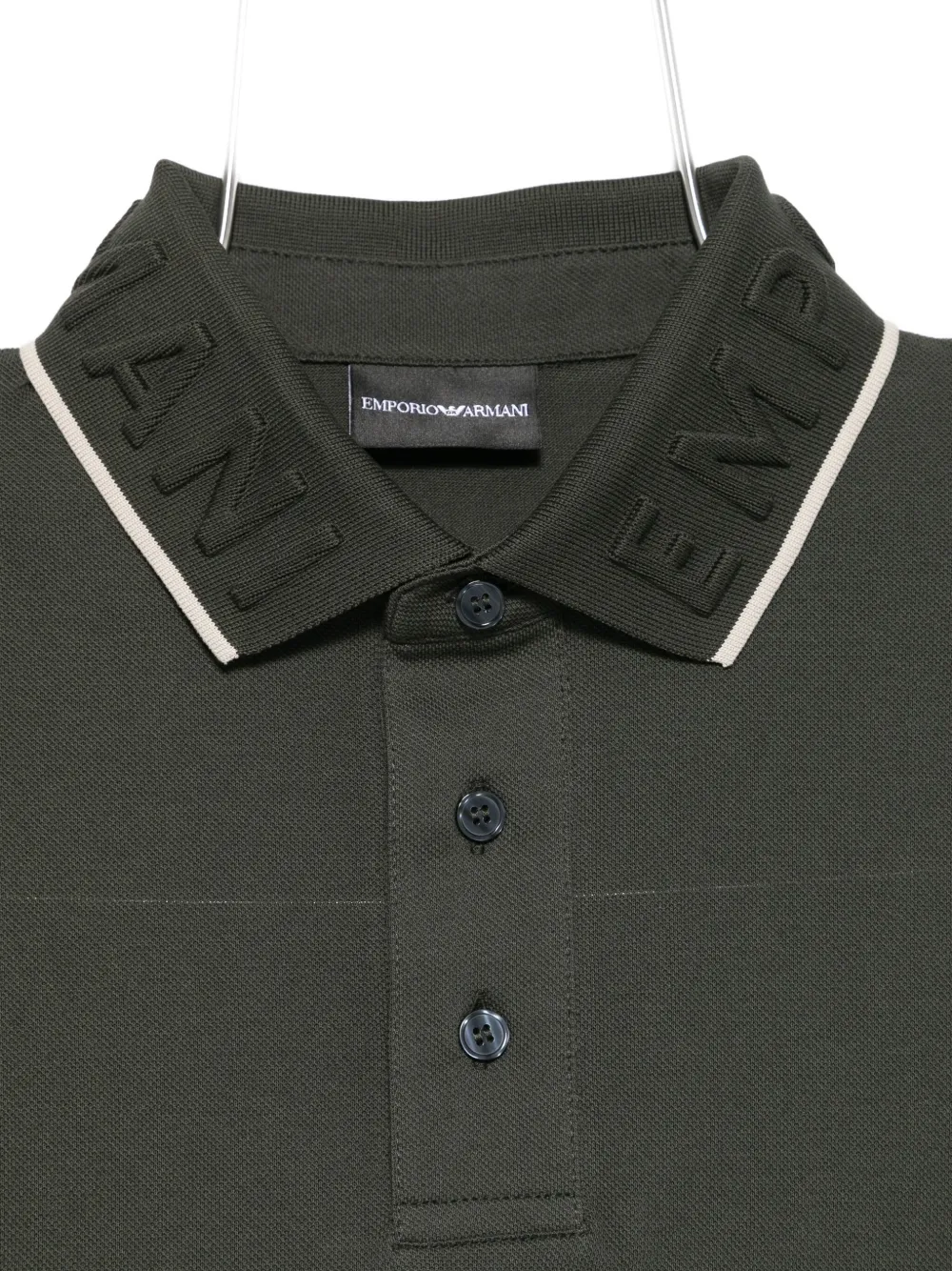 Emporio Armani Embossed-collar Polo Shirt In Green