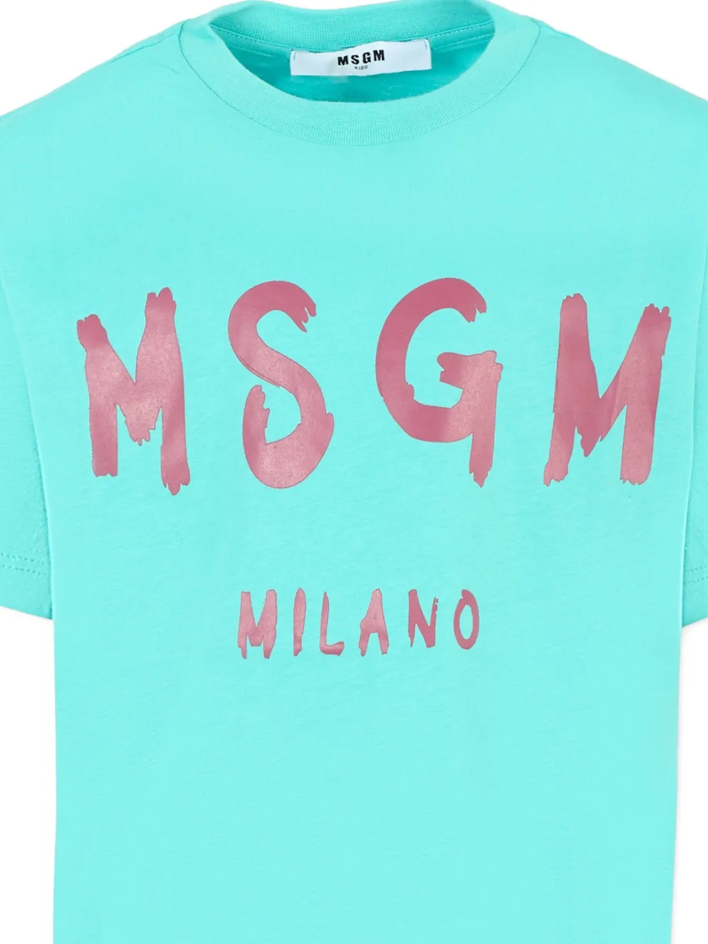 MSGM Kids logo-print cotton T-shirt Blauw