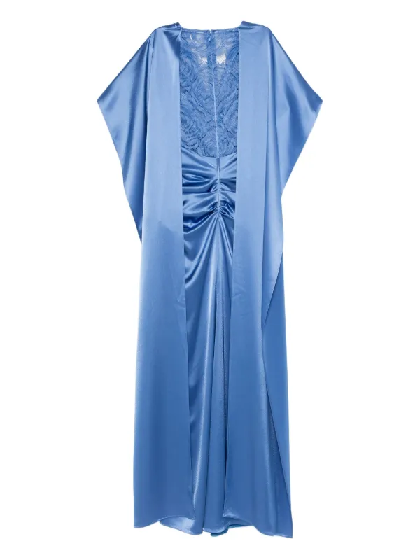 talbot runhof silk dresses Talbot Runhof Gathered Satin Dress - Blue - 60% Off